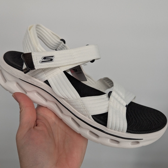 NEW Skechers womens On-the-go Glide Step 2.0 Sandal white black - Camden Size 8 - Picture 6 of 13